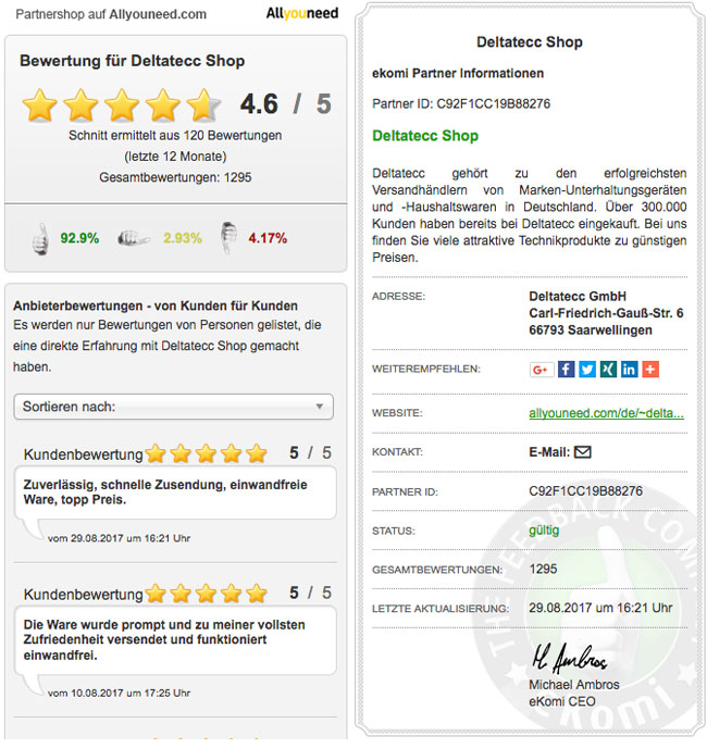 Bewertung und Erfahrung unserer meinPaket-Kunden