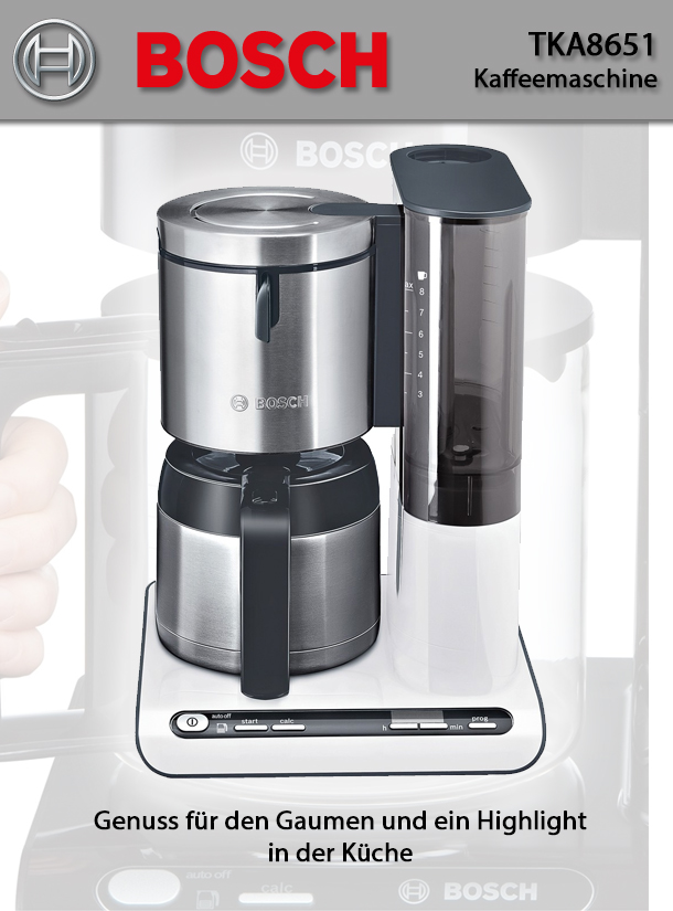 BOSCH TKA 8651 ThermoKaffeemaschine weiß DualHeating Edelstahl