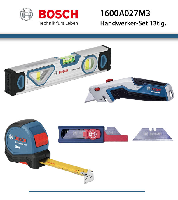 Wasserwaage 13tlg. Bosch Universalmesser eBay | Professional 4059952613857 Handwerkzeug-Set Maßband
