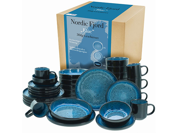 CreaTable Nordic Fjord 21549 Kombiservice 30-teilig Geschirrset Steinzeug