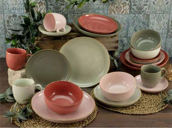 CreaTable, 22222, Serie Enjoy ROSES-Petrol weiss, 16-teiliges Geschirrset, Kombiservice aus Porzellan, spülmaschinen-und mikrowellengeeignet, Made in Europe