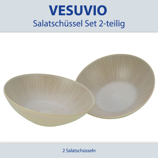 CreaTable Vesuvio 33046 Salatschüssel Set 2-teilig Geschirrset Steinzeug