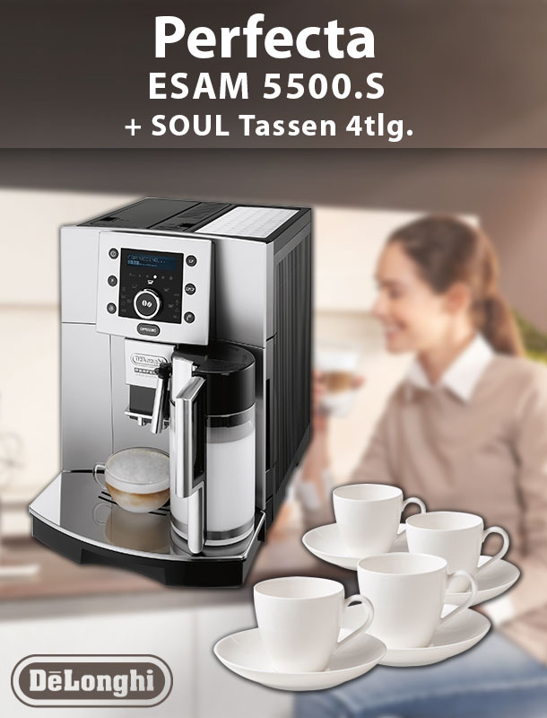DeLonghi ESAM 5500.s Espresso Perfecta soul White Moka Set 4tlg.