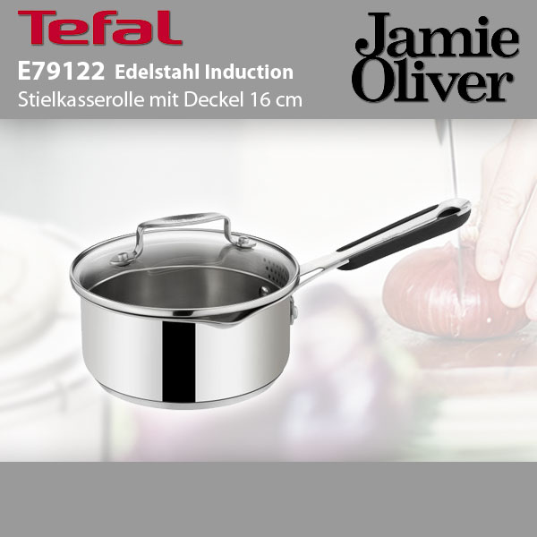 Tefal E79122 Jamie Oliver Edelstahl Induction Stielkasserolle 16 cm ... Tefal E79122 Jamie Oliver Edelstahl Induction Stielkasserolle 16 cm ...