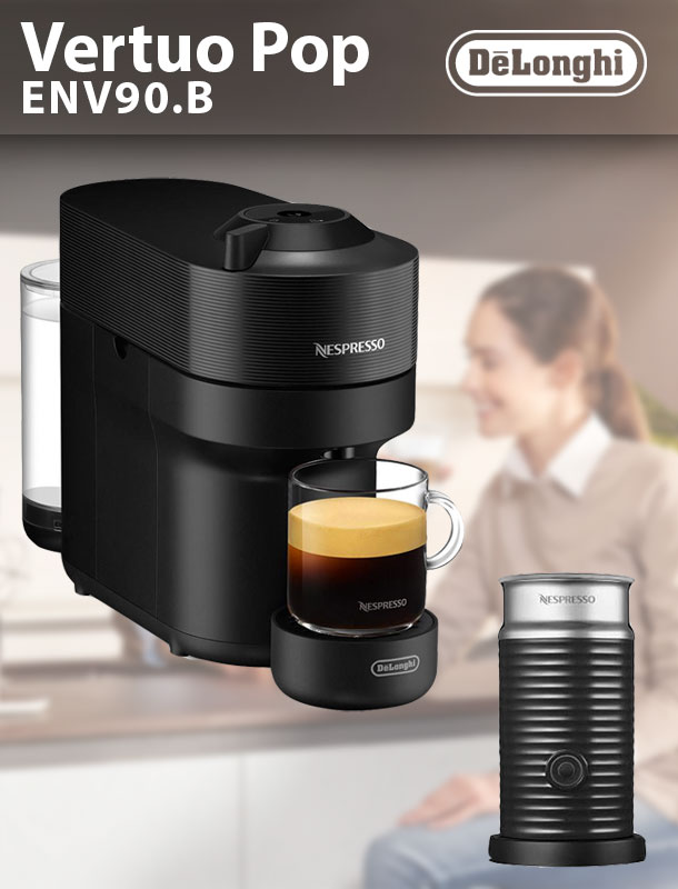 DeLonghi ENV90.B Vertuo Pop Nespresso Kapselmaschine Aeroccino 3